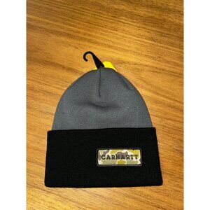 NWT Carhartt Knit Cuffed Camo Patch Beanie Black Grey MSRP $24.99